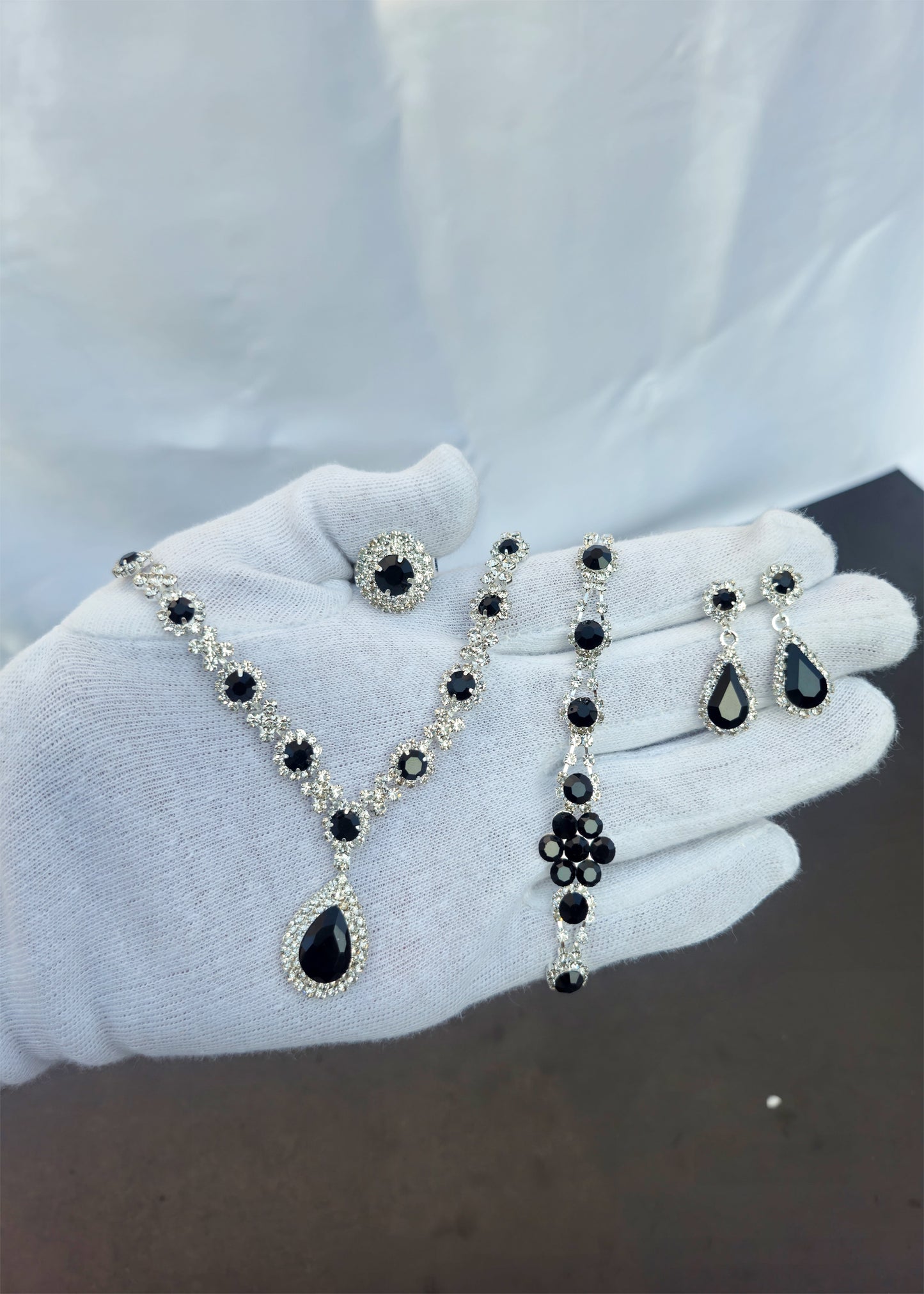 Red ZirCon Stone Necklace, Earrings,Ring (FREE Bracelet)